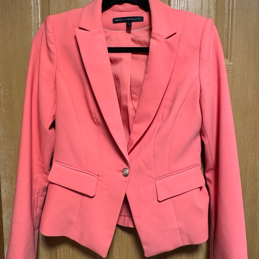 White House Black Market Coral-Pink Single-Button Blazer